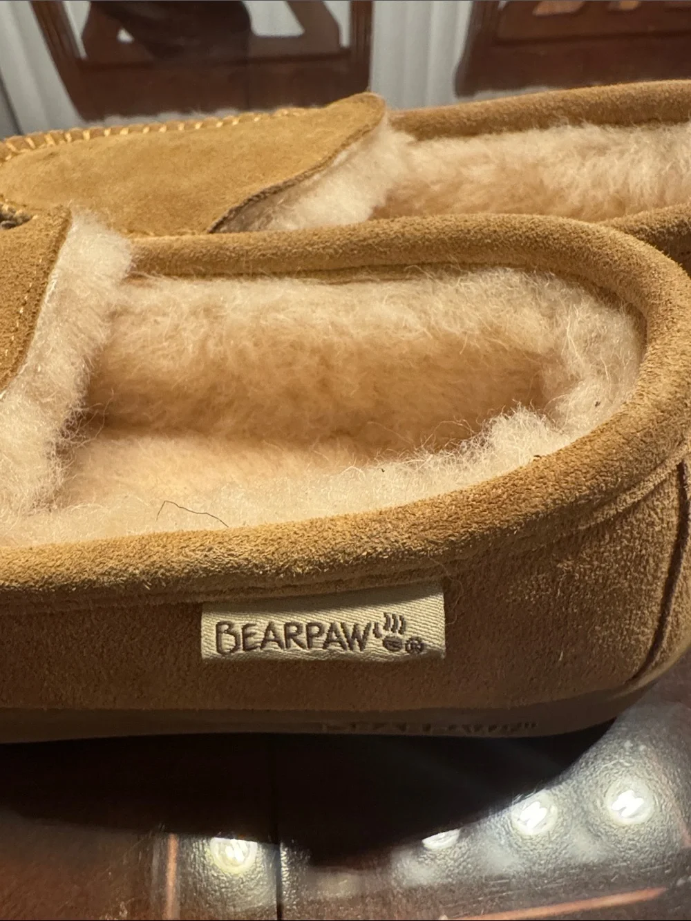 BearPaw Kids Tan Faux-Shearling Slip-On Moccasins